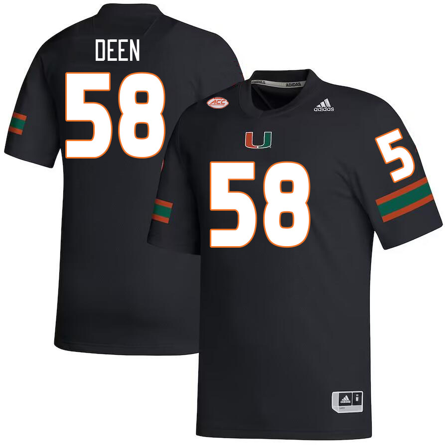 Men #58 Branson Deen Miami Hurricanes College Football Jerseys Stitched Sale-Black - Click Image to Close